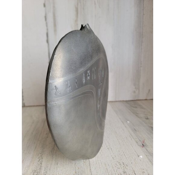 Claire Pfleger pewter 1986 large metal flask art piece vintage people walkway - Picture 8 of 11